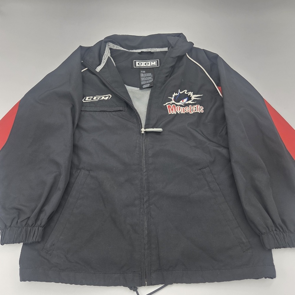 CCM Jacket Mens XS Black Monsters Hockey Skate Warm Up Coat Full Zip Jacket #6